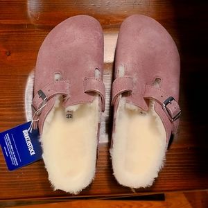 Birkenstock Shearling Boston, size 40 (US 9, narrow fit), Lavender Blush. NWT